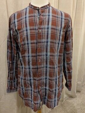 Boglioli Grandfather Collar Shirt Size 16.5/42